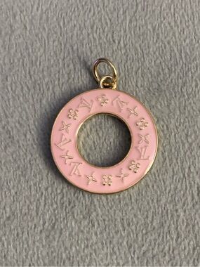 Upcycled Pink Enamel Circle Pendant Necklace Charm